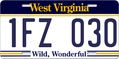 WV license plate 1FZ030