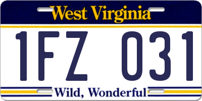 WV license plate 1FZ031