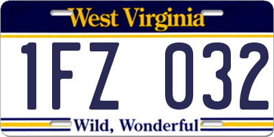 WV license plate 1FZ032