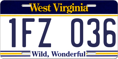 WV license plate 1FZ036