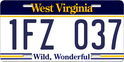 WV license plate 1FZ037