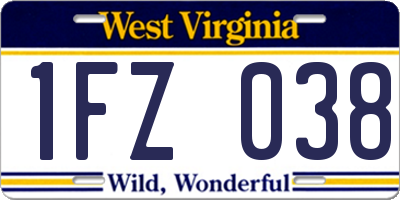 WV license plate 1FZ038