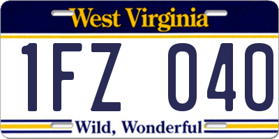 WV license plate 1FZ040
