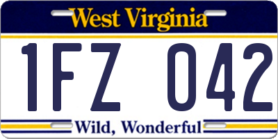 WV license plate 1FZ042