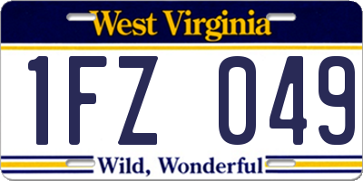WV license plate 1FZ049