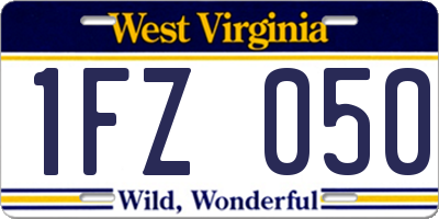 WV license plate 1FZ050