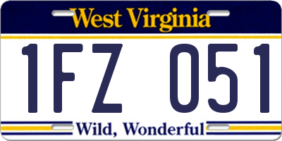 WV license plate 1FZ051