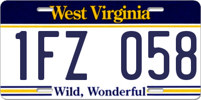 WV license plate 1FZ058