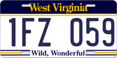 WV license plate 1FZ059