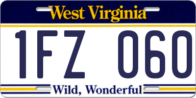 WV license plate 1FZ060