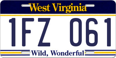 WV license plate 1FZ061