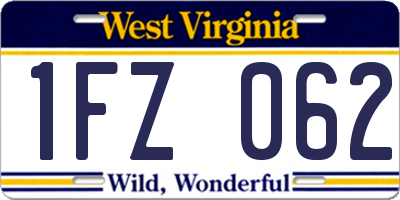 WV license plate 1FZ062