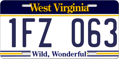 WV license plate 1FZ063