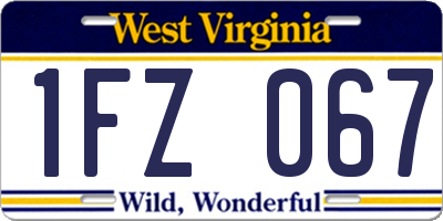 WV license plate 1FZ067