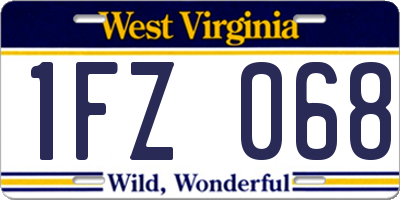 WV license plate 1FZ068