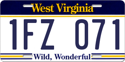 WV license plate 1FZ071