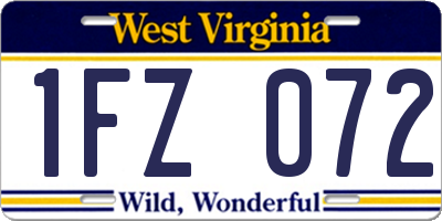 WV license plate 1FZ072