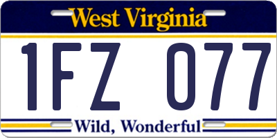 WV license plate 1FZ077