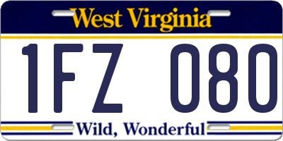 WV license plate 1FZ080