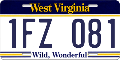 WV license plate 1FZ081