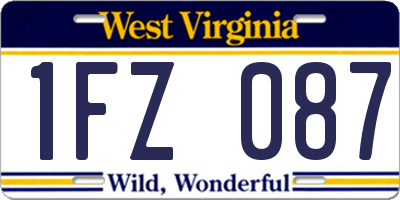 WV license plate 1FZ087