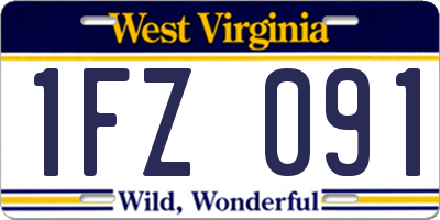WV license plate 1FZ091