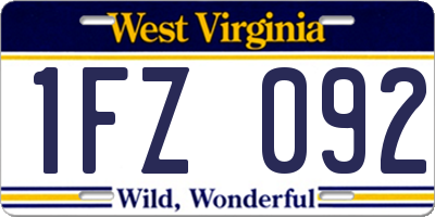 WV license plate 1FZ092