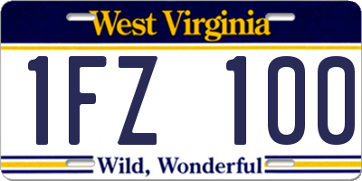 WV license plate 1FZ100