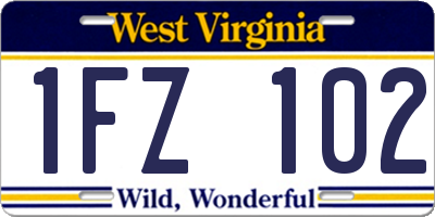 WV license plate 1FZ102