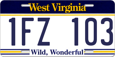 WV license plate 1FZ103