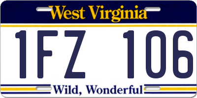WV license plate 1FZ106