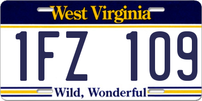 WV license plate 1FZ109