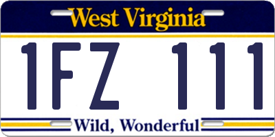 WV license plate 1FZ111