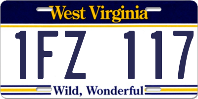 WV license plate 1FZ117