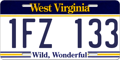 WV license plate 1FZ133