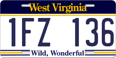 WV license plate 1FZ136