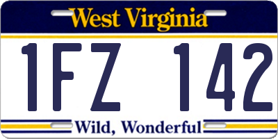 WV license plate 1FZ142
