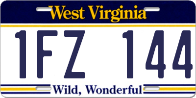 WV license plate 1FZ144