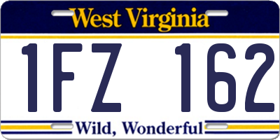 WV license plate 1FZ162