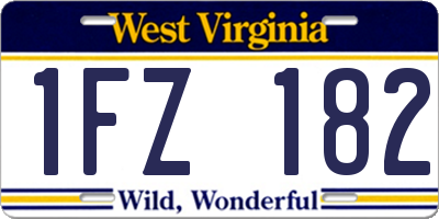 WV license plate 1FZ182