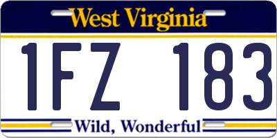 WV license plate 1FZ183