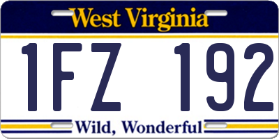 WV license plate 1FZ192