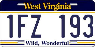 WV license plate 1FZ193