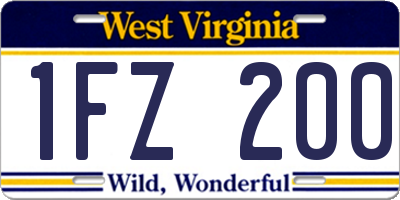 WV license plate 1FZ200