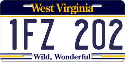 WV license plate 1FZ202