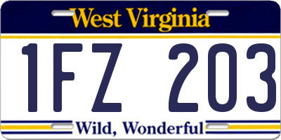 WV license plate 1FZ203