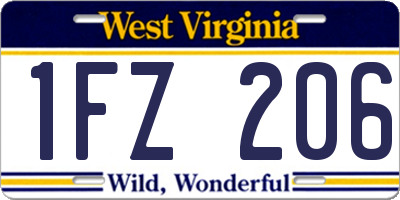 WV license plate 1FZ206