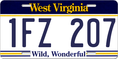 WV license plate 1FZ207