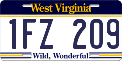 WV license plate 1FZ209