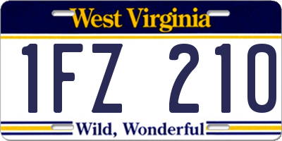 WV license plate 1FZ210